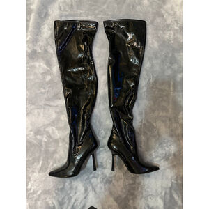 Women's VANQUISH Black Patent Over the Knee Boots Size 9.5